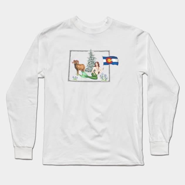 Colorado Mermaid Long Sleeve T-Shirt by Elizabeth Weglein Art